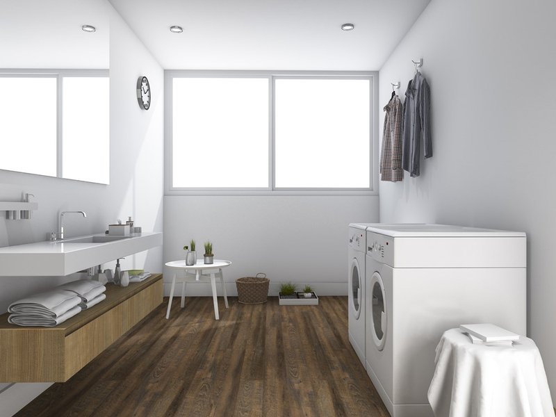Bathroom with washing machine