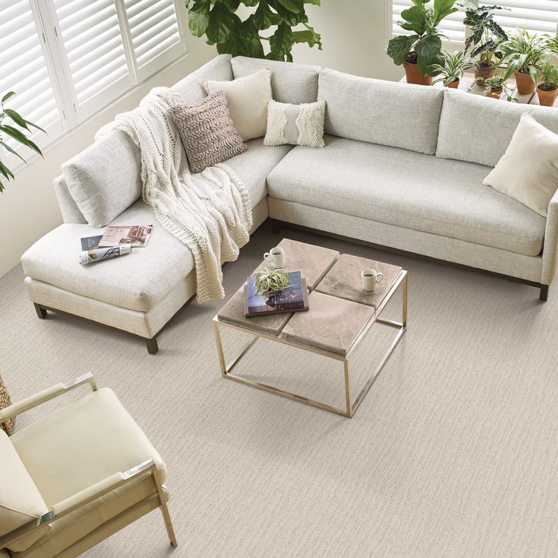 White sofa from Bates Carpet and Furniture Center in Elkins, West Virginia