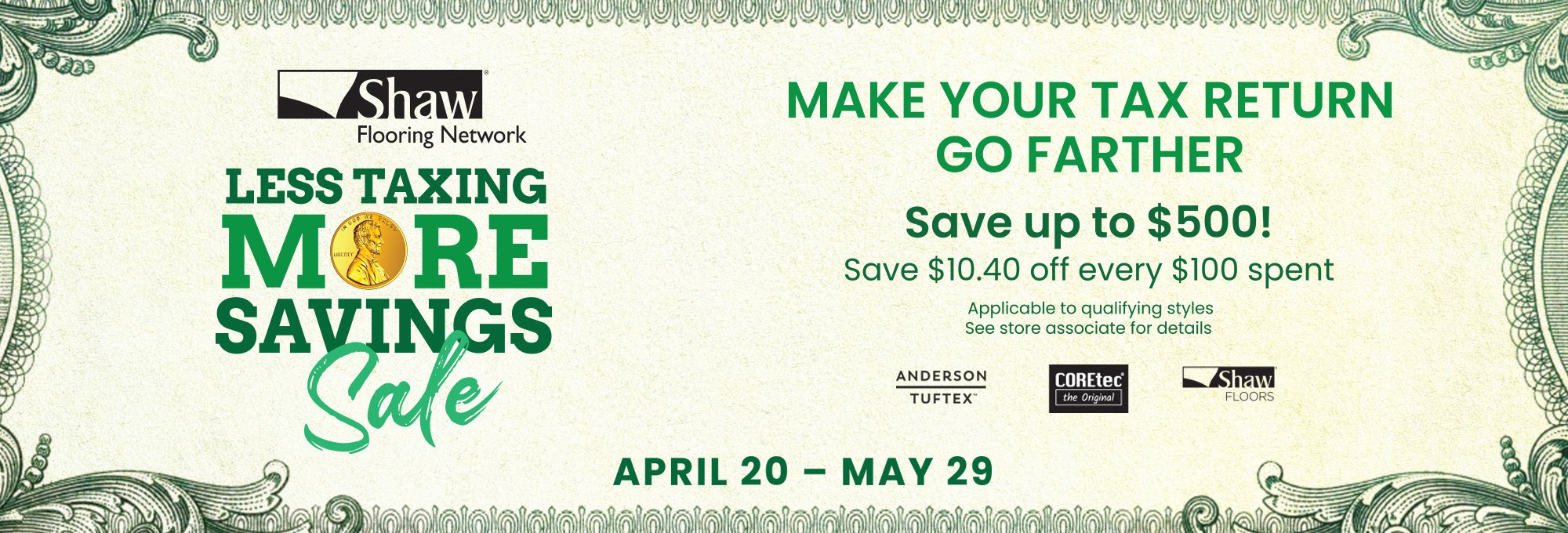Less Taxes, More Savings Sale